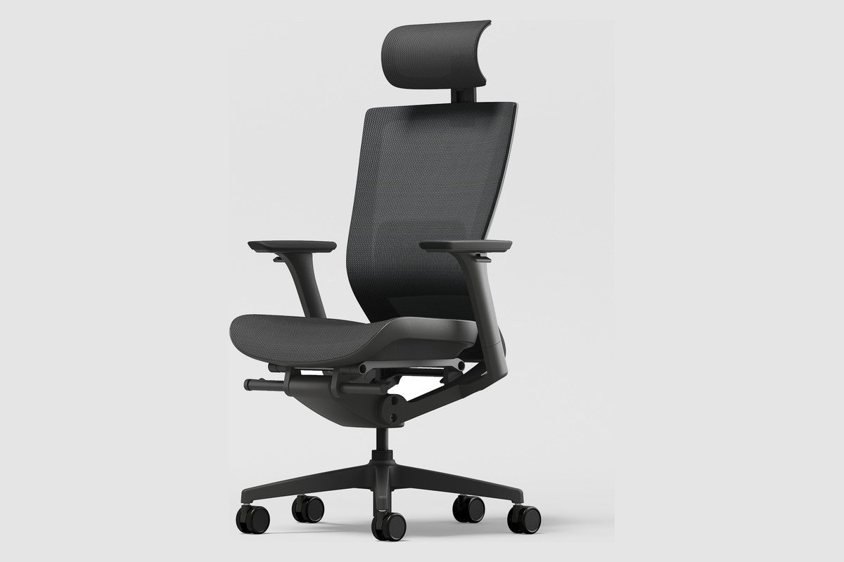 시디즈 T50 AIR 카본블랙 색상 45도 측면 각도 전체 모습